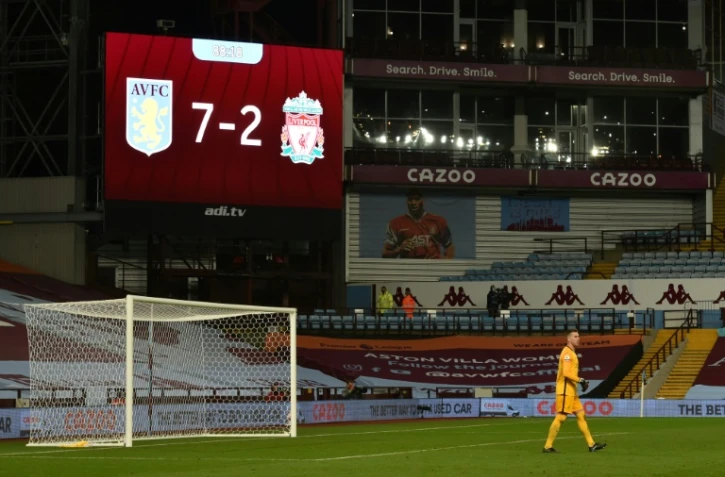 Le gardien de Liverpool Adrian lors du match perdu 7-2 face Ă Aston Villa, le 4 octobre 2020 Ă Birmingham