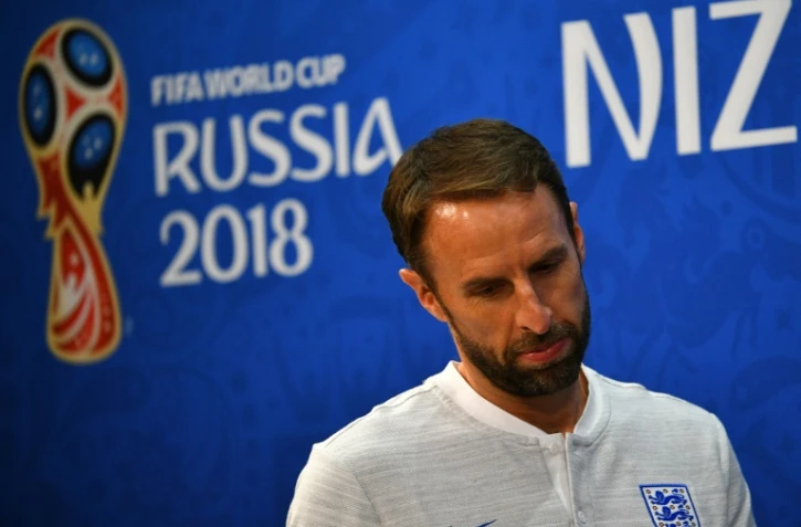Le sélectionneur de l'Angleterre Gareth Southgate en conférence de presse, le 23 juin 2018 à Nijni Novgorod