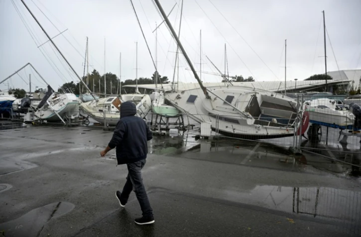 Le port Moulin Blanc à Brest, dans le Finistère, après le passage de la tempête Ciaran, le 2 novembre 2023