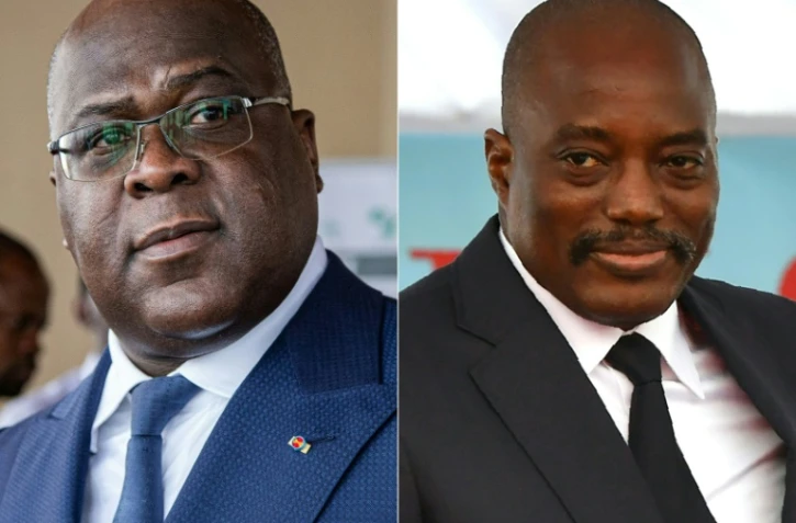 Le président de la RDC Felix Tshisekedi (D) et son prédécesseur Joseph Kabila (G)