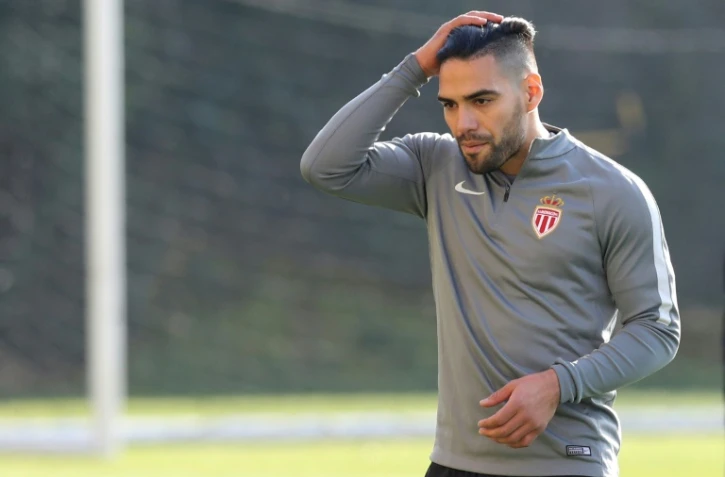 L'attaquant colombien de Monaco Radamel Falcao lors d'un entraînement, le 14 mars 2017 à La Turbie