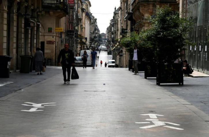 Dans la rue Sainte-Catherine à Bordeaux le 9 mai 2020
