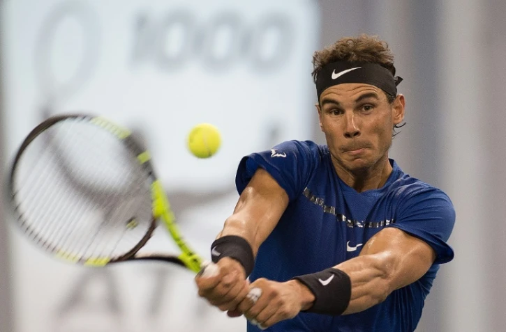 L'Espagnol Rafael Nadal face à l'Américain Jared Donaldson au 2e tour du tournoi de Shanghai, le 11 octobre 2017 