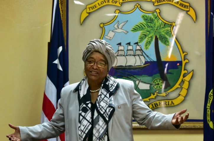 La présidente du Libéria le 12 octobre 2017 à Monrovia, la capitale du pays