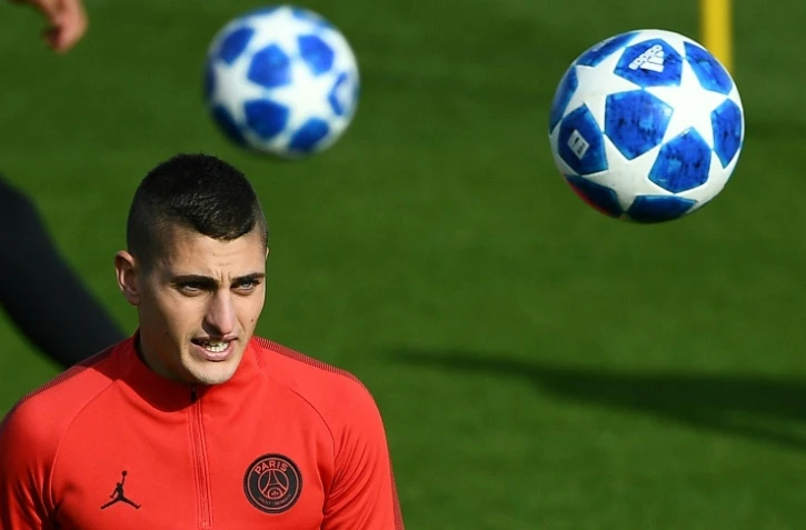 Le milieu de terrain du Paris SG Marco Verratti à l'entraînement le 23 octobre 2018 au Camp des Loges