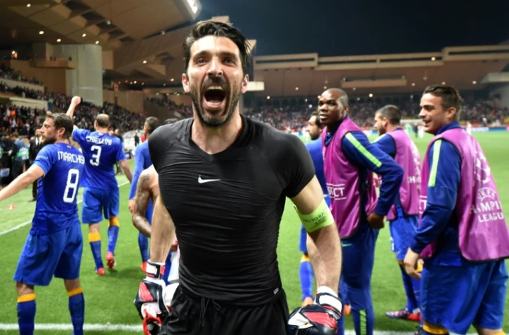 La Juve de Gianluigi Buffon jubile, le 22 avril 2015 à Monaco après la qualification pour les demi-finales de la Ligue des champions