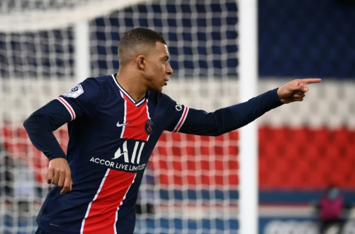L'attaquant du Paris Saint-Germain, Kylian Mbappé, auteur d'un doublé face à Montpellier, lors de leur match de L1, le 22 janvier 2021 au Parc des Princes