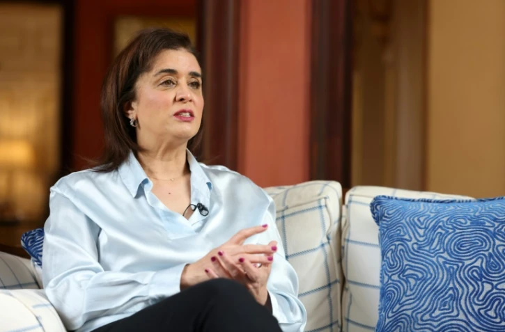 Hanan Balkhy, directrice régionale de l'OMS pour la Méditerranée orientale, lors d'un entretien avec l'AFP à Ryad, le 20 avril 2025 en Arabie saoudite