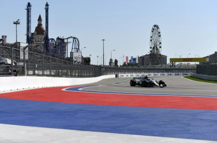 La Mercedes du Finlandais Valterri Bottas lors du GP de F1 de Russie, le 30 avril 2017 à Sotchi
