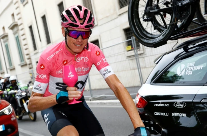 Le Britannique Chris Froome, vainqueur du Tour d'Italie, le 27 mai 2018 à Rome