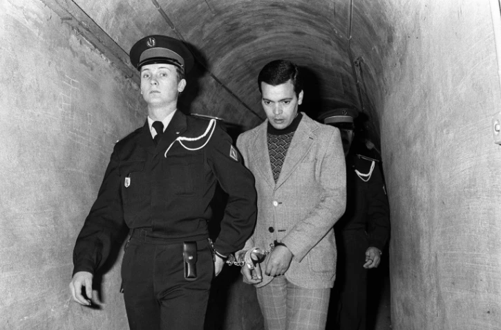Le Tunisien Hamida Djandoubi (d), le 24 février 1977 à Aix-en-Provence