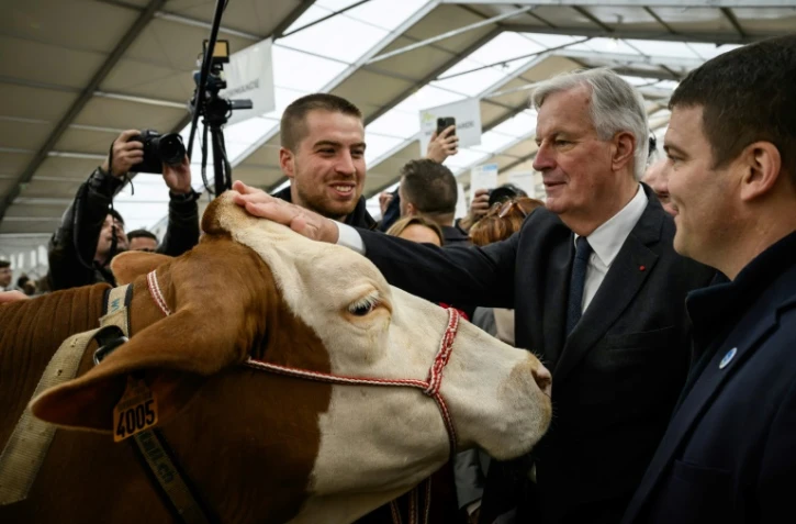 Le Premier ministre Michel Barnier au Sommet de l'élevage à Cournon-d'Auvergne, dans le Puy-de-Dôme, le 4 octobre 2024