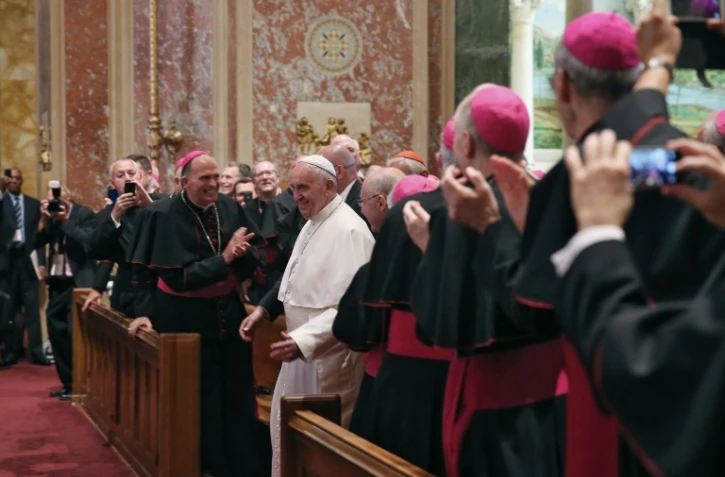 Le pape à la cathédrale St Matthew de Washington avec quelque 300 évêques américains, le 23 septembre 2015