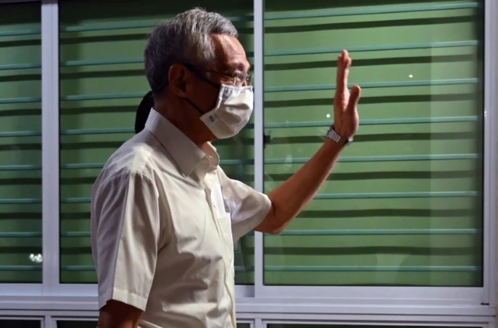 Lee Hsien Loong, Premier ministre de Singapour et secrétaire général du Parti de l'action populaire, le 11 juillet 2020 au siège du parti à Singapour