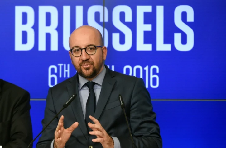Le Premier ministre belge Charles Michel, lors d'une conférence de presse le 6 avril 2016 à Bruxelles