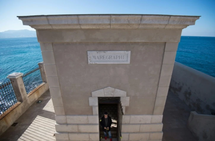 Photo prise le 22 mars 2018 du marégraphe de Marseille dans l'anse Calvo, le long de la corniche