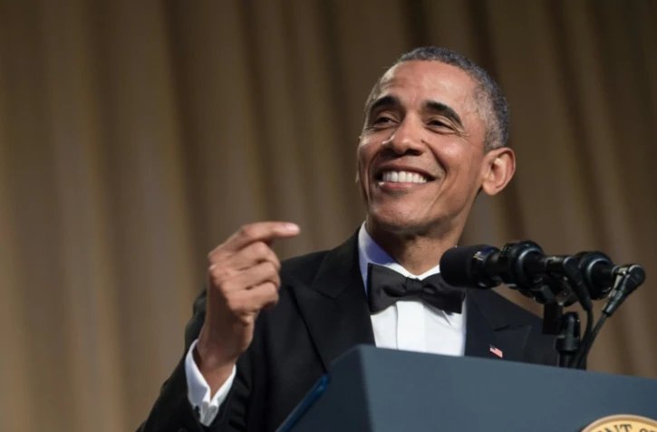 Le président Barack Obama lors du traditionnel dîner de l'Association des correspondants de la Maison Blanche (WHCA) le 30 avril 2016 à Washington