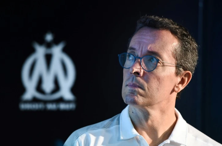 Le président de l'Olympique de Marseille Jacques-Henri Eyraud lors d'une conférence de presse le 4 septembre 2019 à Marseille