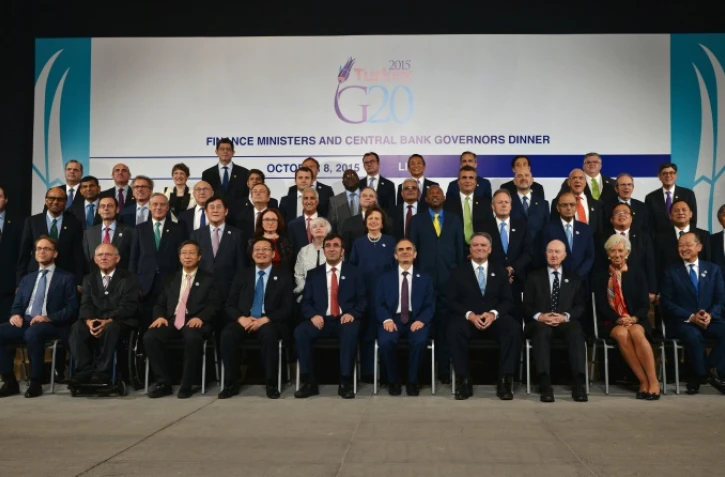 Photo de famille des participants au G20 à Lima, le 8 octobre 2015