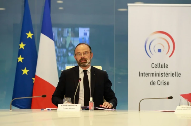 Le Premier ministre Edouard Philippe lors d'une visioconférence avec les préfets, le 29 avril 2020 à Paris