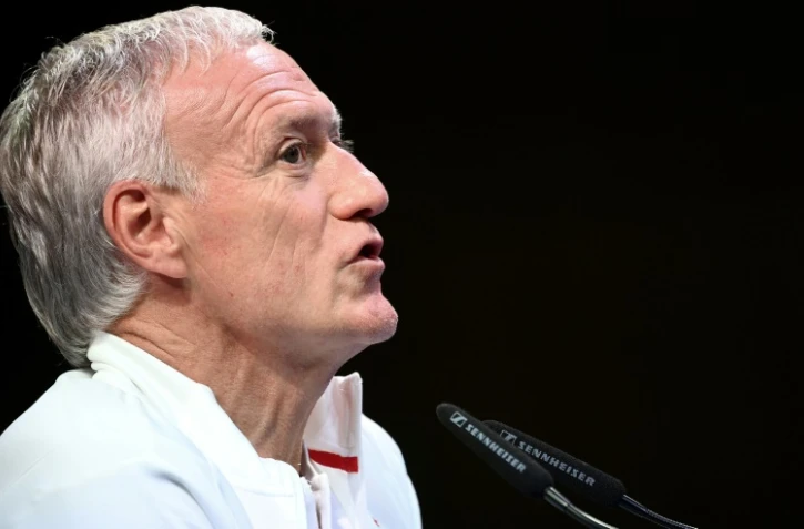 Le sélectionneur de l'équipe de France Didier Deschamps en conférence presse avant France-Belgique en Ligue des nations à Clairefontaine le 4 octobre 2021