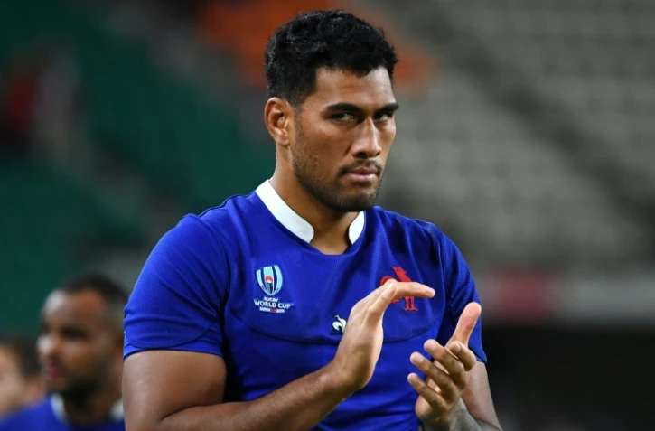 Le deuxième ligne du XV de France Sébastien Vahaamahina après le quart de finale de Coupe du monde perdu contre le pays de Galles, le 20 octobre 2019 à Oita (Japon)
