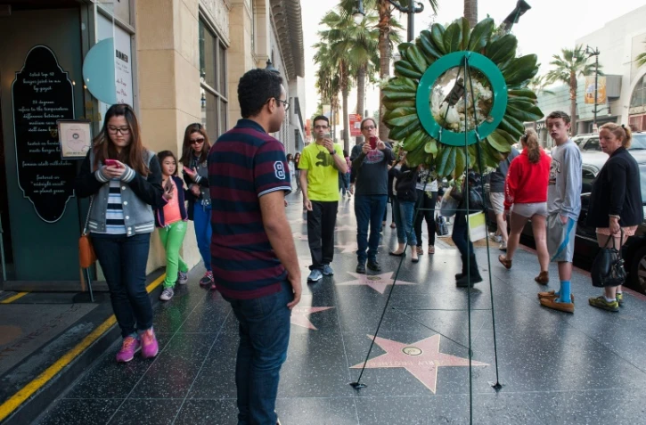 Des fleurs sont posées sur l'étoile dédiée aux Everly Brothers sur le Hollywood Walk of Fame, à l'occasion du décès de Phil Everly en 2014
