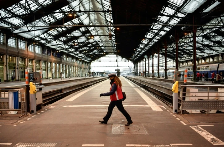 A la Gare de Lyon à Paris jeudi 22 mars 2018, journée de mobilisation des cheminots et des fonctionnaires