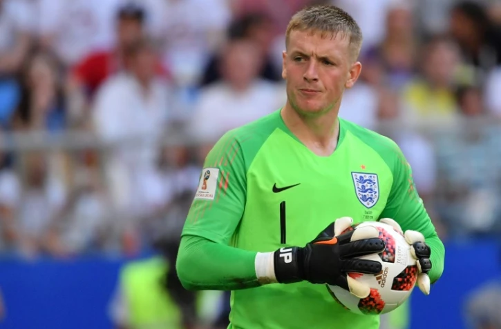 Le gardien de l'Angleterre Jordan Pickford lors de la qualification en demi-finales du Mondial le 7 juillet 2018
