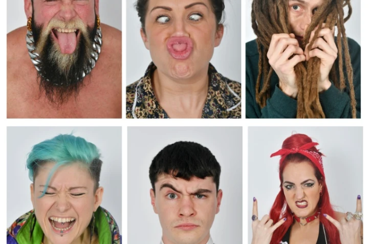 Combinaison de photos de modèles photographiés pendant un casting de l'agence Ugly Models à Londres le 25 janvier 2018