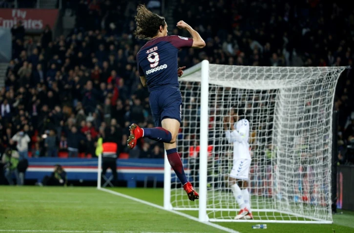 Le buteur du PSG Edinson Cavani s'est offert un joli doublé contre Strasbourg au Parc des Princes, le 17 février 2018