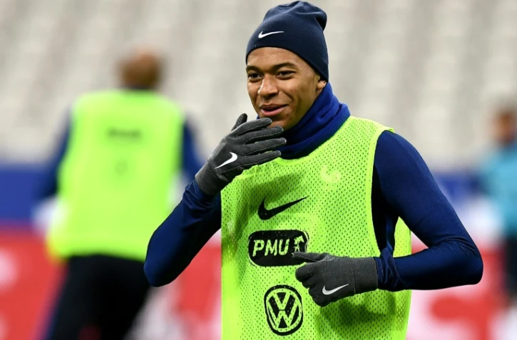 L'attaquant français Kylian Mbappé lors d'un entraînement, le 9 novembre 2017 au Stade de France