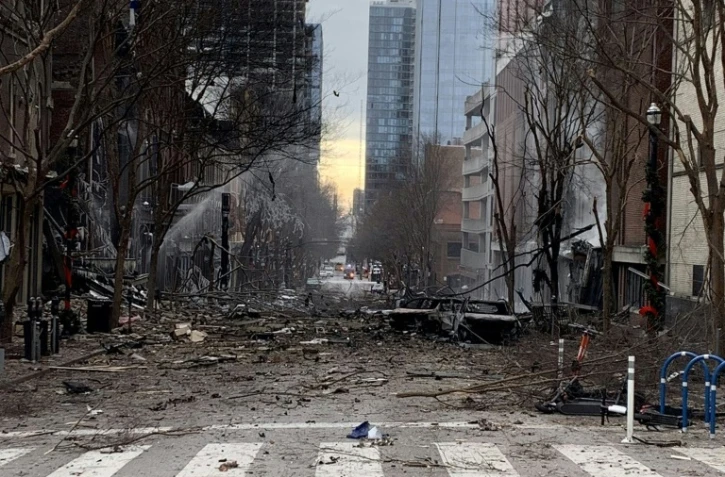 Nashville, dans le Tennessee après une explosion, le 25 décembre 2020