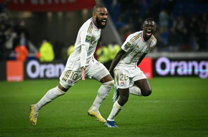 L'attaquant lyonnais Alexandre Lacazette auteur d'un triplé contre Toulouse, le 10 décembre 2023 à Décines-Charpieu