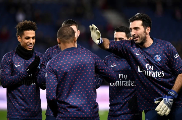 Les joueurs du PSG juste avant leur dernier match de l'année contre Nantes, au Parc des Princes, le 23 décembre 2018
