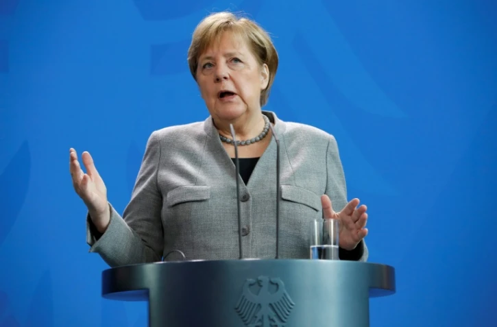 Angela Merkel lors d'une conférence de presse le 27 janvier 2020 à Berlin