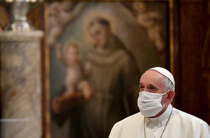 Le pape François lors d'une prière inter-religieuse à Rome, le 20 octobre 2020