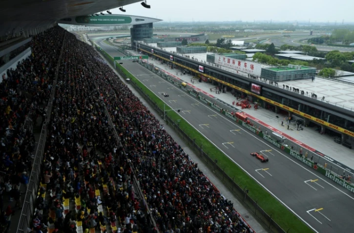 Le circuit de F1 de Shanghai vu depuis les tribunes, le 14 avril 2019  