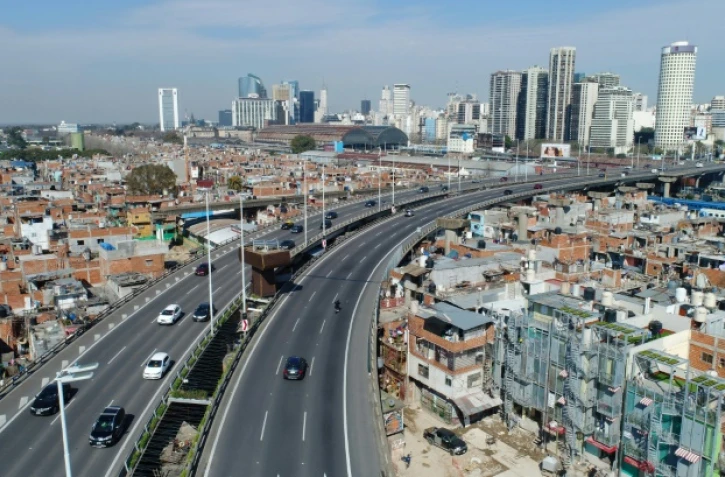 Vue aérienne du bidonville Villa 21 à Buenos Aires, où vivent 40.000 personnes