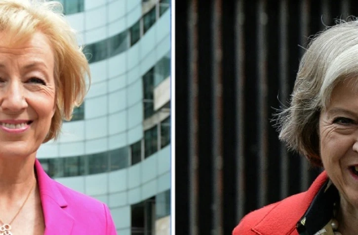 Photo-montage de portraits de Andrea Leadsom (g) et Theresa May