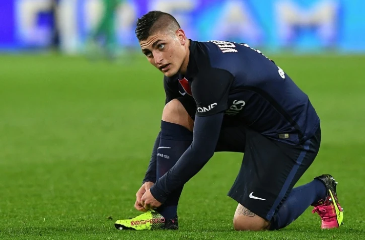 Le milieu de terrain italien du PSG Marco Verratti lors d'un match contre Rennes, le 29 avril 2016 au Parc des Princes