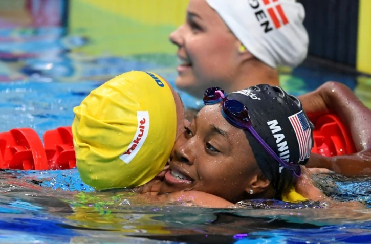 L'Américaine Simone Manuel, victorieuse du 100 m nage libre lors des Mondiaux, le 28 juillet 2017 à Budapest