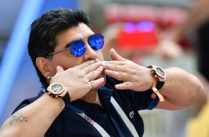 Diego Maradona lors du Mondial en Russie, le 30 juin 2018 à Kazan  