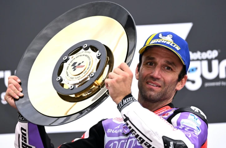 Le Français Johann Zarco, vainqueur de son premier GP en motoGP, en Australie, le 21  sur le circuit de Phillip Island