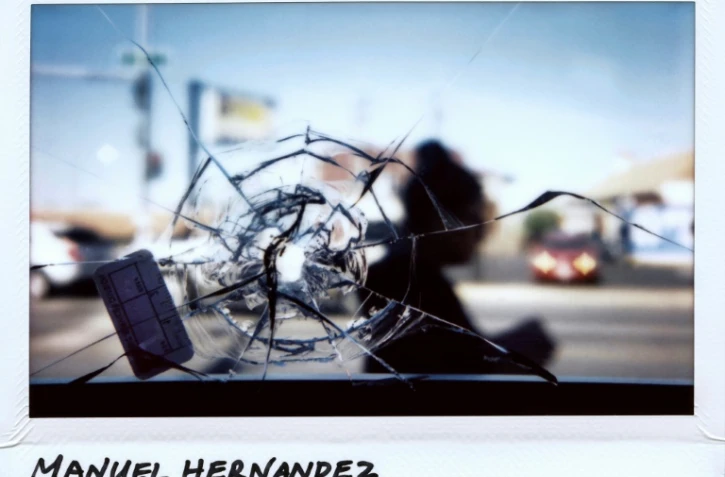 Un impact de balle dans la vitrine d'un restaurant, mort de Manuel Hernandez, 30 ans, en septembre 2017 à Chicago