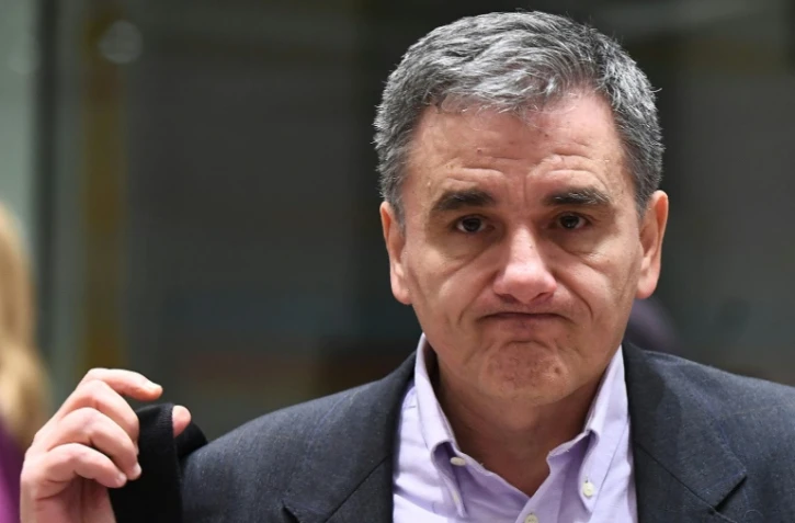 Le ministre des finances grec Euclid TsakalotosĂ Bruxelles le 22 janvier 2018