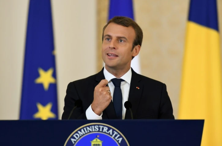Emmanuel Macron à Bucarest, en Roumanie, le 24 août 2017
