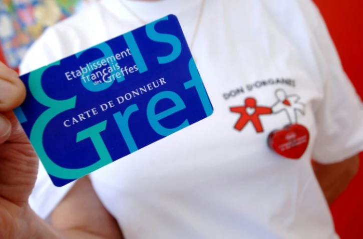 Photo d'une carte de donneur prise le 23 juillet 2007 à Caen sur un stand d'information concernant les dons d'organes