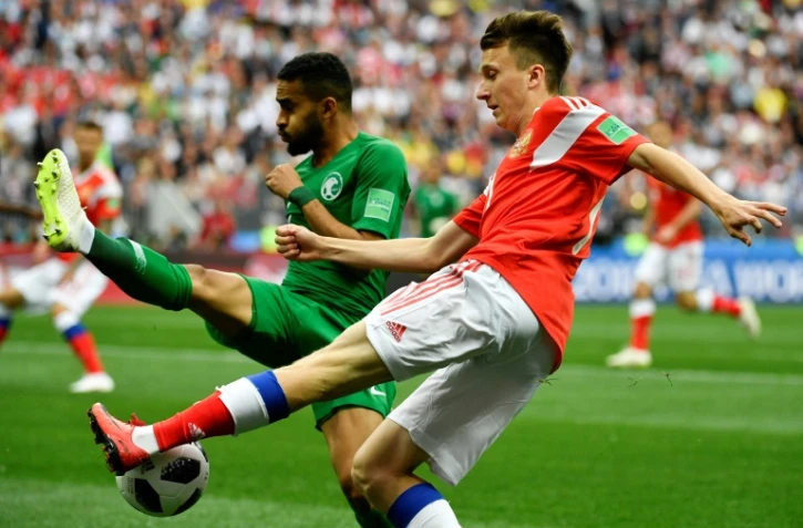 Le milieu de terrain russe Alexander Golovin contre l'Arabie Saoudite en ouverture du Mondial, le 14 juin à Moscou