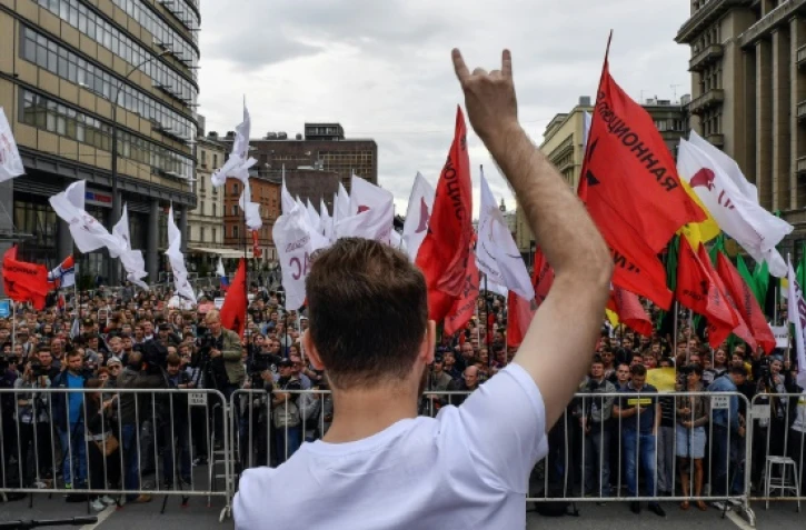 Des Russes manifestent à Moscou contre le renforcement de la surveillance et des restrictions sur internet, le 26 août 2017 